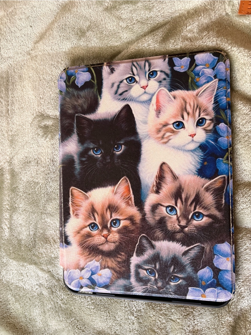 Cute Kittens Print Cat Tablet Sleeve - Blue and Multicolor